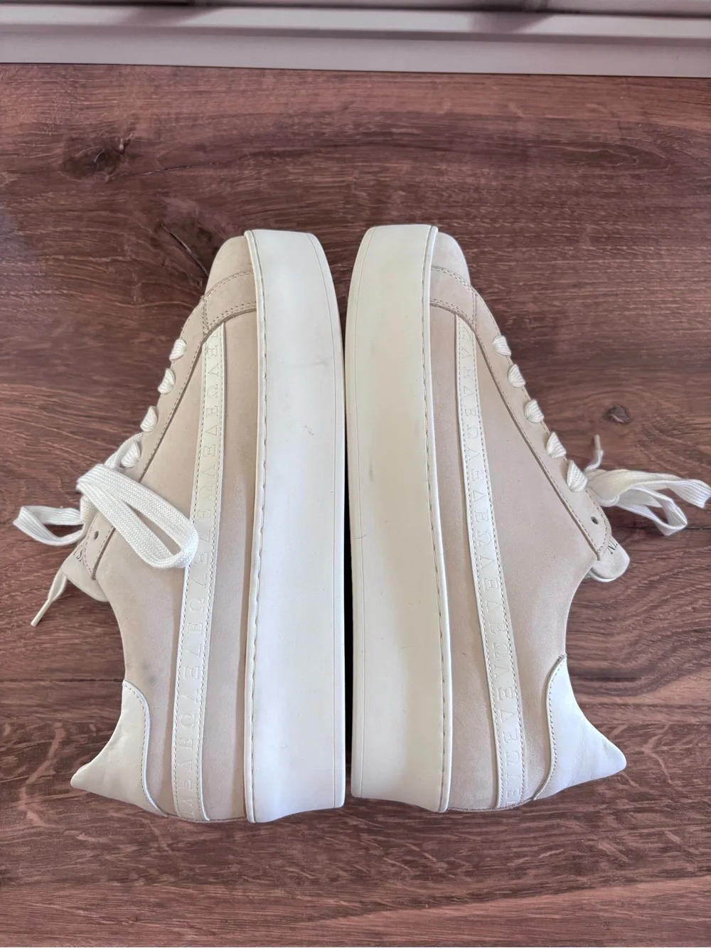 Sans Matin Gaia Platform Sneakers Taupe Nubuck Leather & White Leather Platform